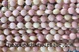 COIN198 15 inches 6mm faceted coin pink wooden jasper beads