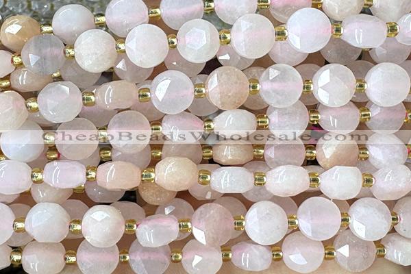 COIN223 15 inches 8mm faceted coin pink aventurine jade beads
