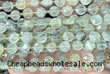 COIN233 15 inches 8mm faceted coin green rutilated quartz beads