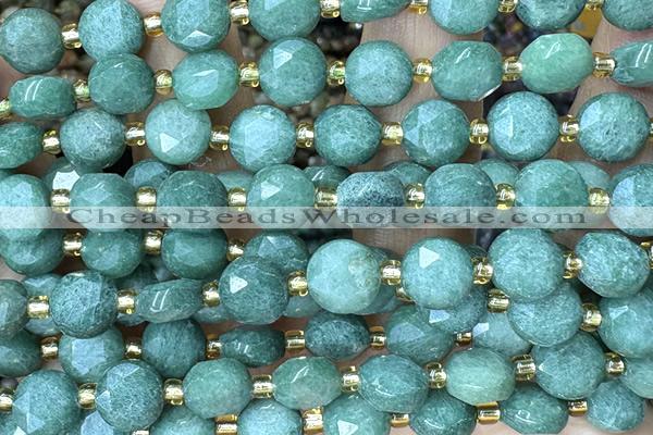COIN235 15 inches 8mm faceted coin green aventurine jade beads