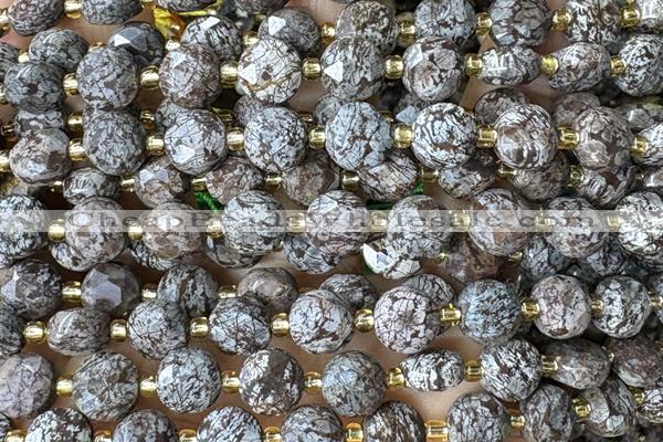 COIN244 15 inches 8mm faceted coin jasper gemstone beads