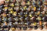 COIN247 15 inches 8mm faceted coin tiger eye gemstone beads