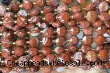 COIN249 15 inches 8mm faceted coin red jasper gemstone beads