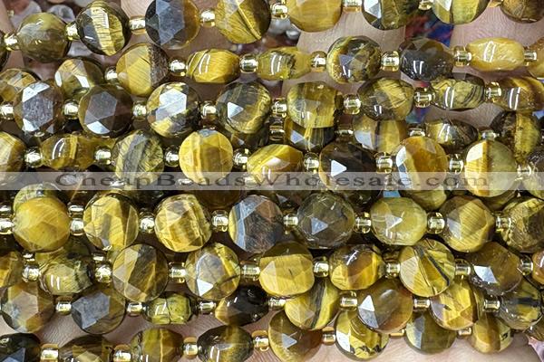COIN251 15 inches 8mm faceted coin tiger eye gemstone beads