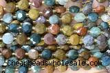 COIN252 15 inches 8mm faceted coin ocean agate gemstone beads