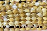 COIN253 15 inches 8mm faceted coin yellow jade gemstone beads