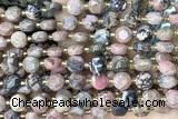 COIN255 15 inches 8mm faceted coin rhodonite gemstone beads