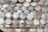 COIN272 15 inches 10mm faceted coin rose quartz beads