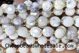 COIN273 15 inches 10mm faceted coin white opal beads