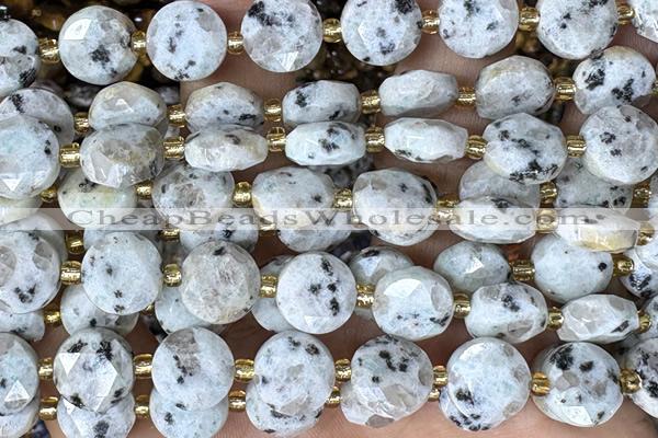 COIN276 15 inches 10mm faceted coin sesame jasper beads
