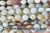 COIN280 15 inches 10mm faceted coin amazonite gemstone beads