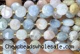 COIN281 15 inches 10mm faceted coin morganite gemstone beads