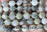 COIN283 15 inches 10mm faceted coin seaweed quartz gemstone beads