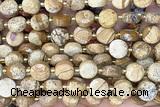 COIN286 15 inches 10mm faceted coin picture jasper beads