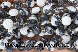 COIN288 15 inches 10mm faceted coin black & white jasper beads