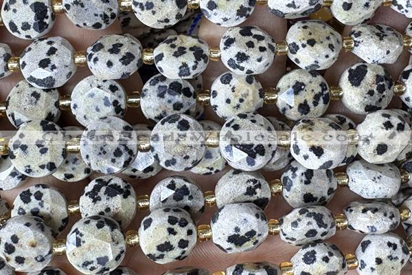 COIN289 15 inches 10mm faceted coin sesame jasper beads