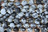 COIN291 15 inches 10mm faceted coin snowflake obsidian beads