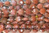COIN293 15 inches 10mm faceted coin red jasper gemstone beads