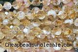COIN295 15 inches 10mm faceted coin citrine gemstone beads