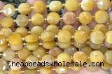 COIN297 15 inches 10mm faceted coin yellow jade beads