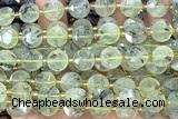 COIN300 15 inches 10mm faceted coin green rutilated quartz beads