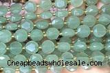 COIN301 15 inches 10mm faceted coin green aventurine jade beads