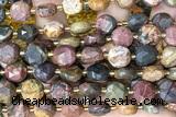 COIN303 15 inches 10mm faceted coin picasso picture jasper beads