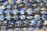 COIN312 15 inches 10mm faceted coin dumortierite gemstone beads