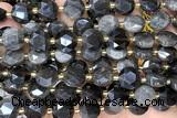 COIN319 15 inches 10mm faceted coin obsidian gemstone beads