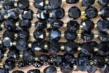 COIN321 15 inches 10mm faceted coin black agate beads