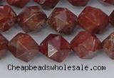 COJ1008 15.5 inches 10mm faceted nuggets pomegranate jasper beads
