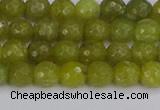 COJ409 15.5 inches 6mm faceted round olive jade beads