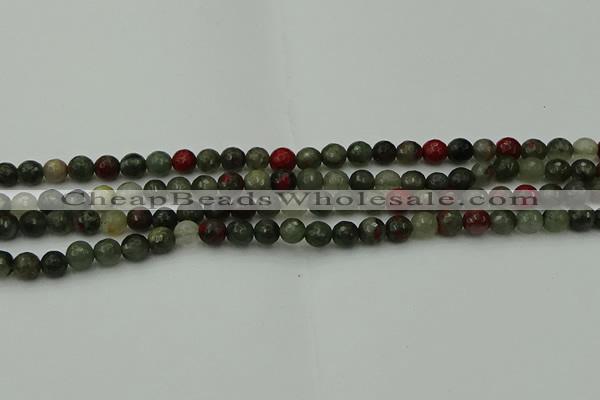 COJ460 15.5 inches 4mm faceted round blood jasper beads wholesale