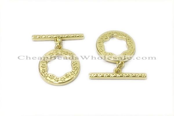 CONN12 3*21mm, 15mm copper toggle clasp gold plated