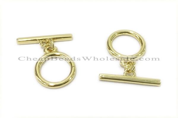 CONN15 2*21mm, 15mm copper toggle clasp gold plated