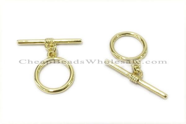 CONN20 2*21mm, 15mm copper toggle clasp gold plated
