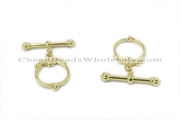 CONN23 2*21mm, 15mm copper toggle clasp gold plated