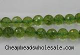COQ12 16 inches 8mm faceted round dyed olive quartz beads wholesale