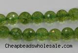 COQ15 16 inches 12mm faceted round dyed olive quartz beads wholesale