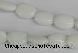 COV82 15.5 inches 10*14mm oval white porcelain beads wholesale