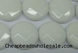 CPB304 15 inches 18mm faceted coin white porcelain beads