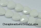 CPB310 15 inches 12*12mm faceted heart white porcelain beads