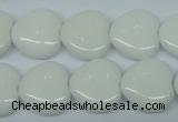 CPB352 15 inches 16*16mm heart white porcelain beads wholesale