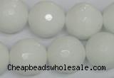 CPB38 15.5 inches 18mm faceted round white porcelain beads wholesale