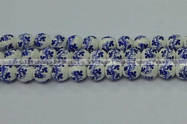 CPB513 15.5 inches 10mm round Painted porcelain beads