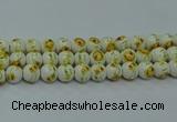 CPB561 15.5 inches 6mm round Painted porcelain beads