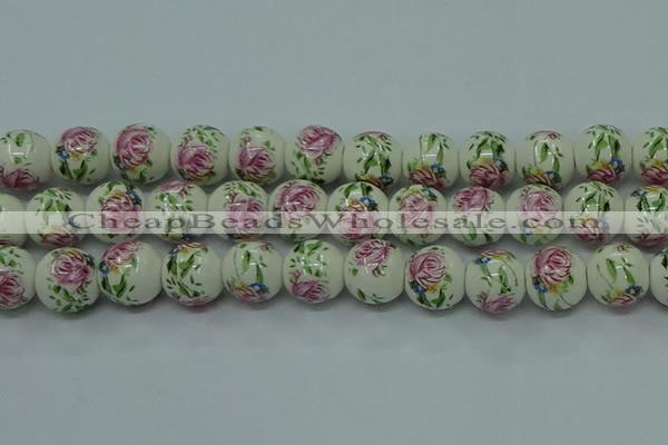 CPB684 15.5 inches 12mm round Painted porcelain beads
