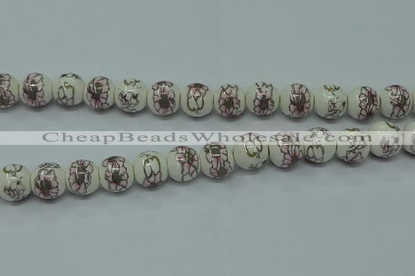 CPB794 15.5 inches 12mm round Painted porcelain beads