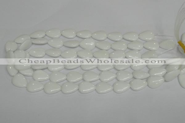 CPB91 15.5 inches 15*20mm flat teardrop white porcelain beads wholesale