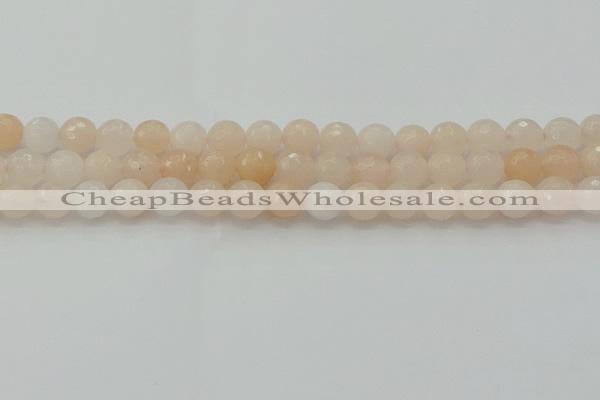 CPI212 15.5 inches 8mm faceted round pink aventurine jade beads